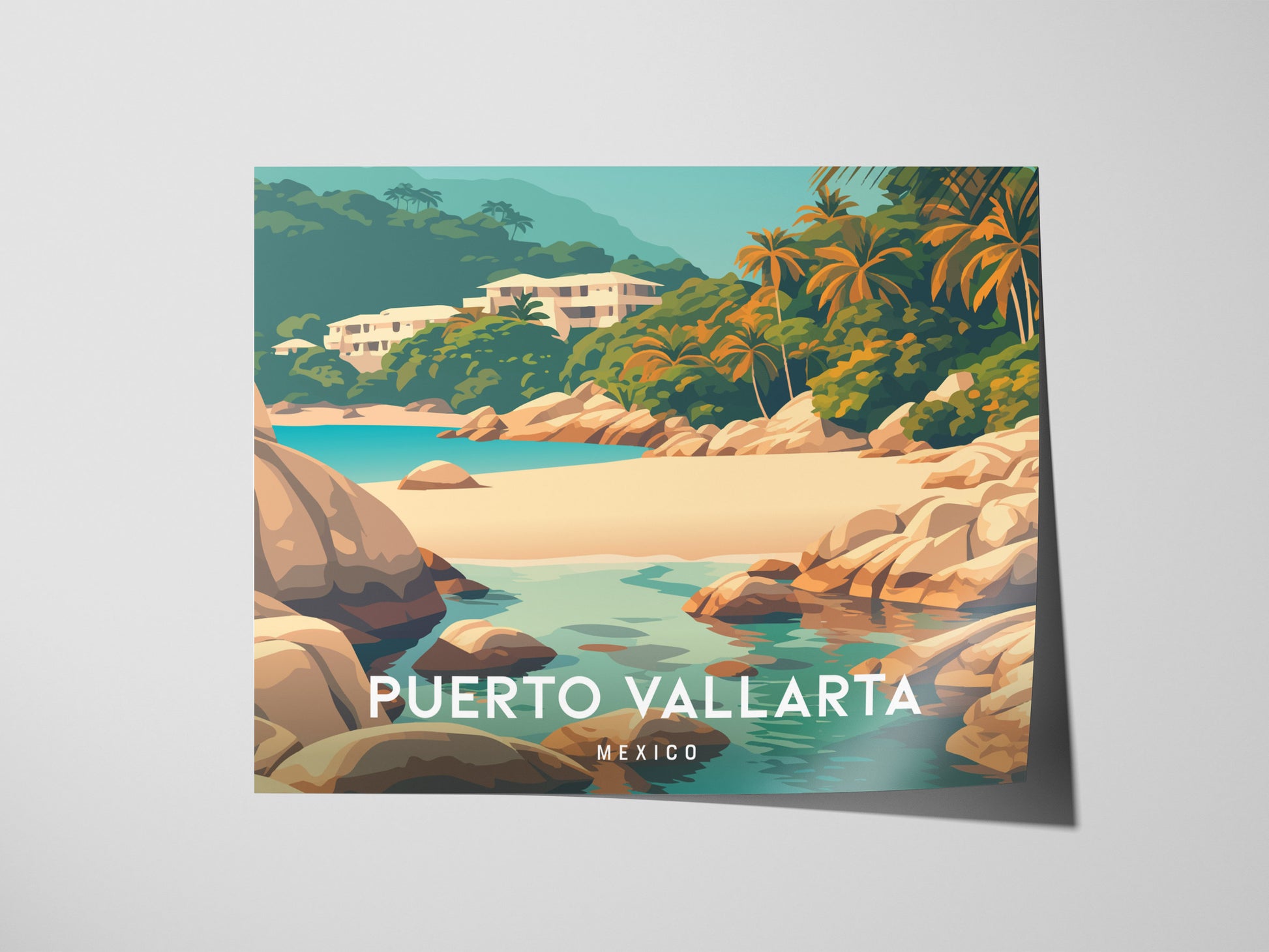 Puerto Vallarta Landscape Poster | Mexico Travel Wall Art — giclée print detail on matte paper