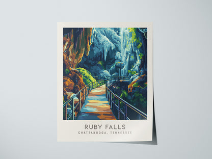Ruby Falls Matte Border Poster | Chattanooga, Tennessee Destination Print — giclée print detail on matte paper