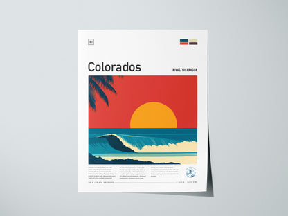 Colorados, Rivas, Nicaragua Poster | Tropical Surf Wall Art — giclée print detail on matte paper