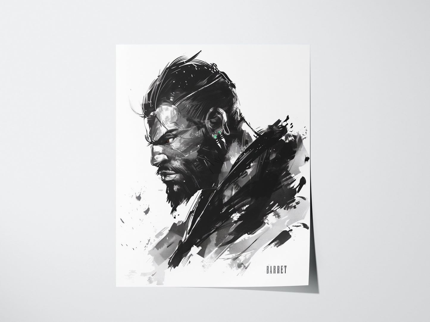 Barret Final Fantasy VII Poster | Classic FF7 RPG Gamer Wall Art | Framed or Unframed