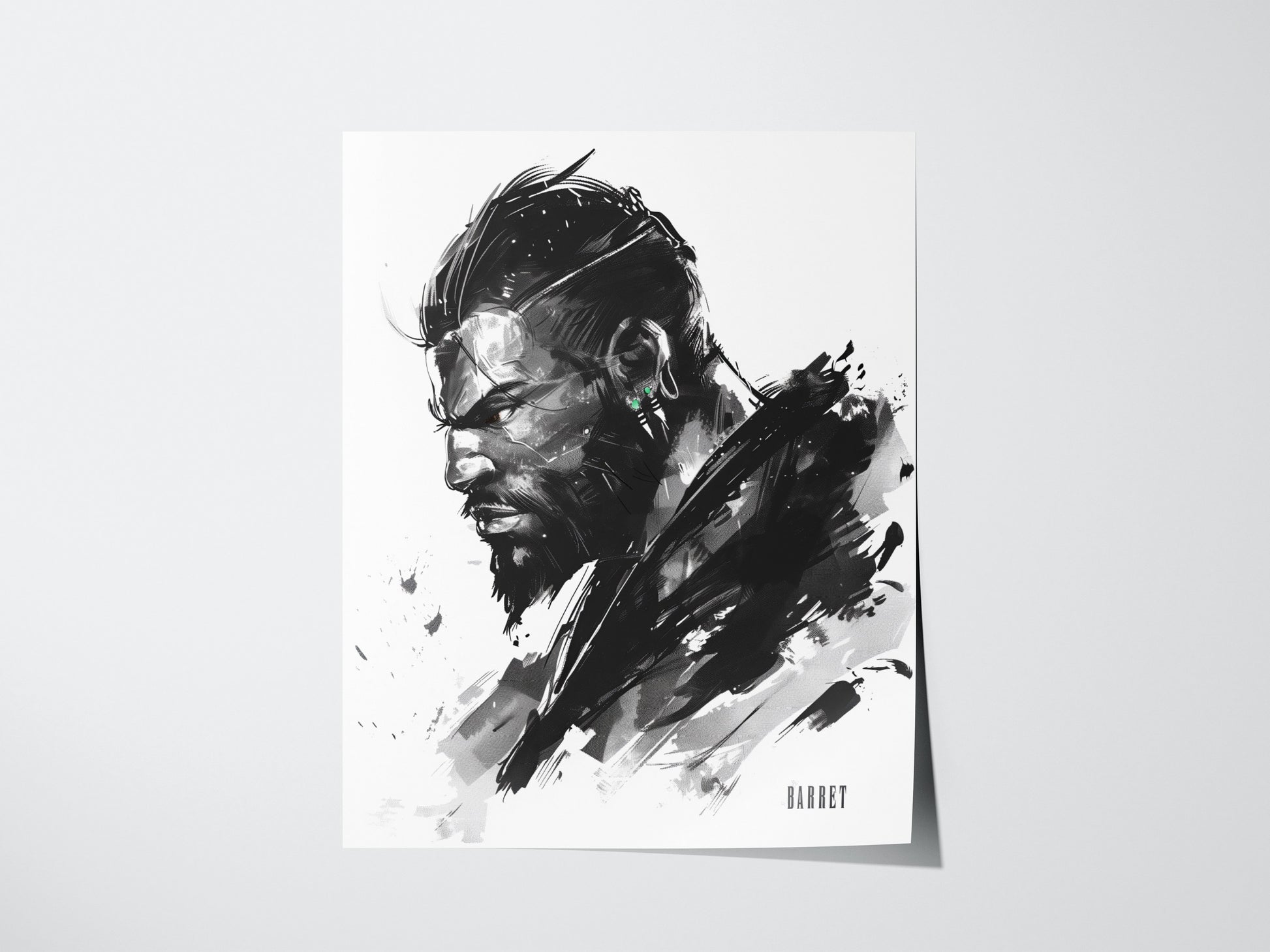 Barret Final Fantasy VII Poster | Classic FF7 RPG Gamer Wall Art | Framed or Unframed