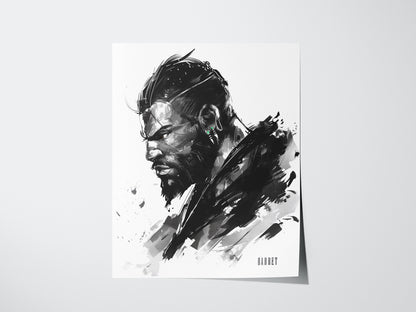 Barret Final Fantasy VII Poster | Classic FF7 RPG Gamer Wall Art | Framed or Unframed