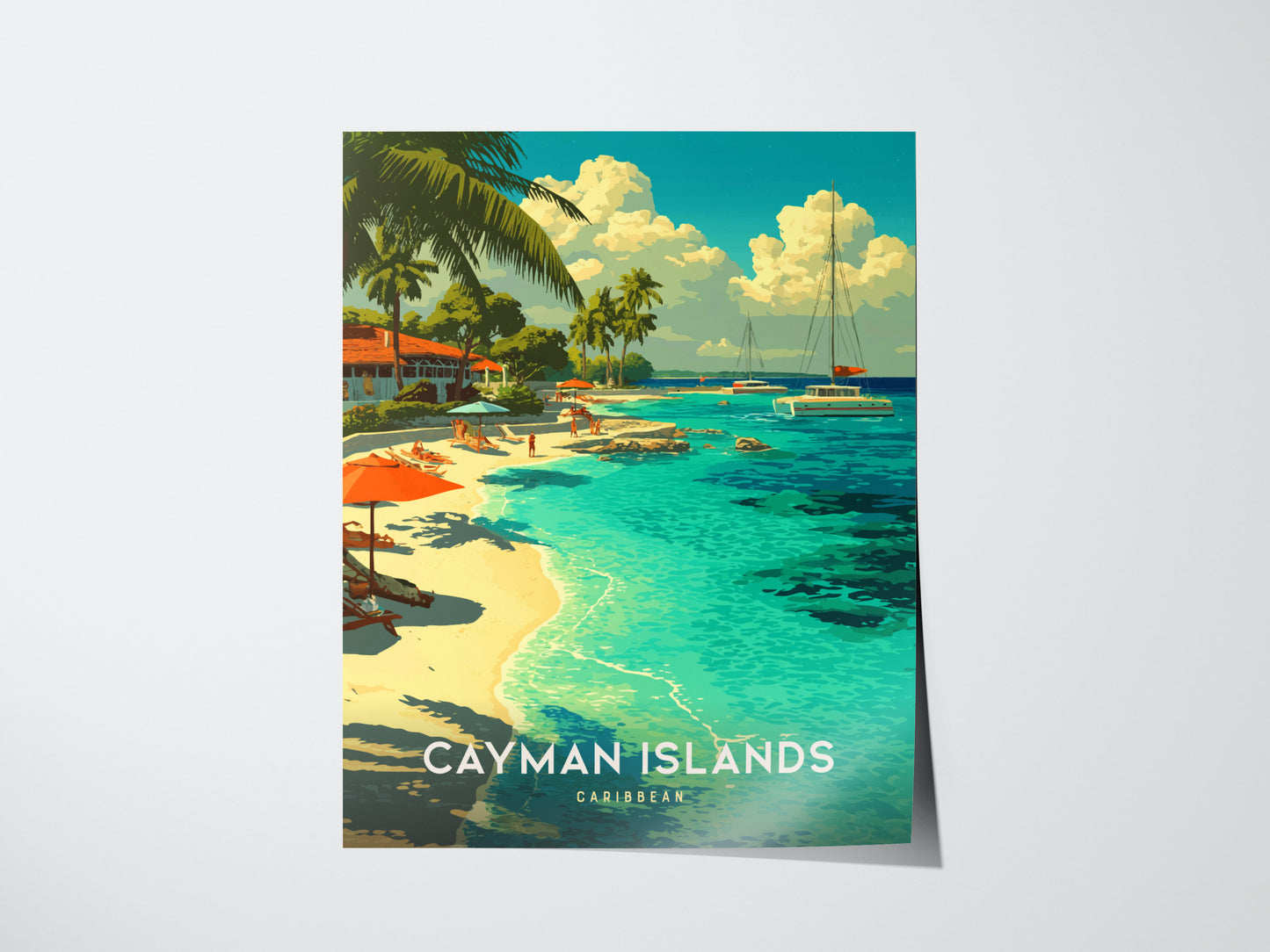 Cayman Islands Poster | Caribbean Beach Tropical Travel Print Wall Art | Framed or Unframed