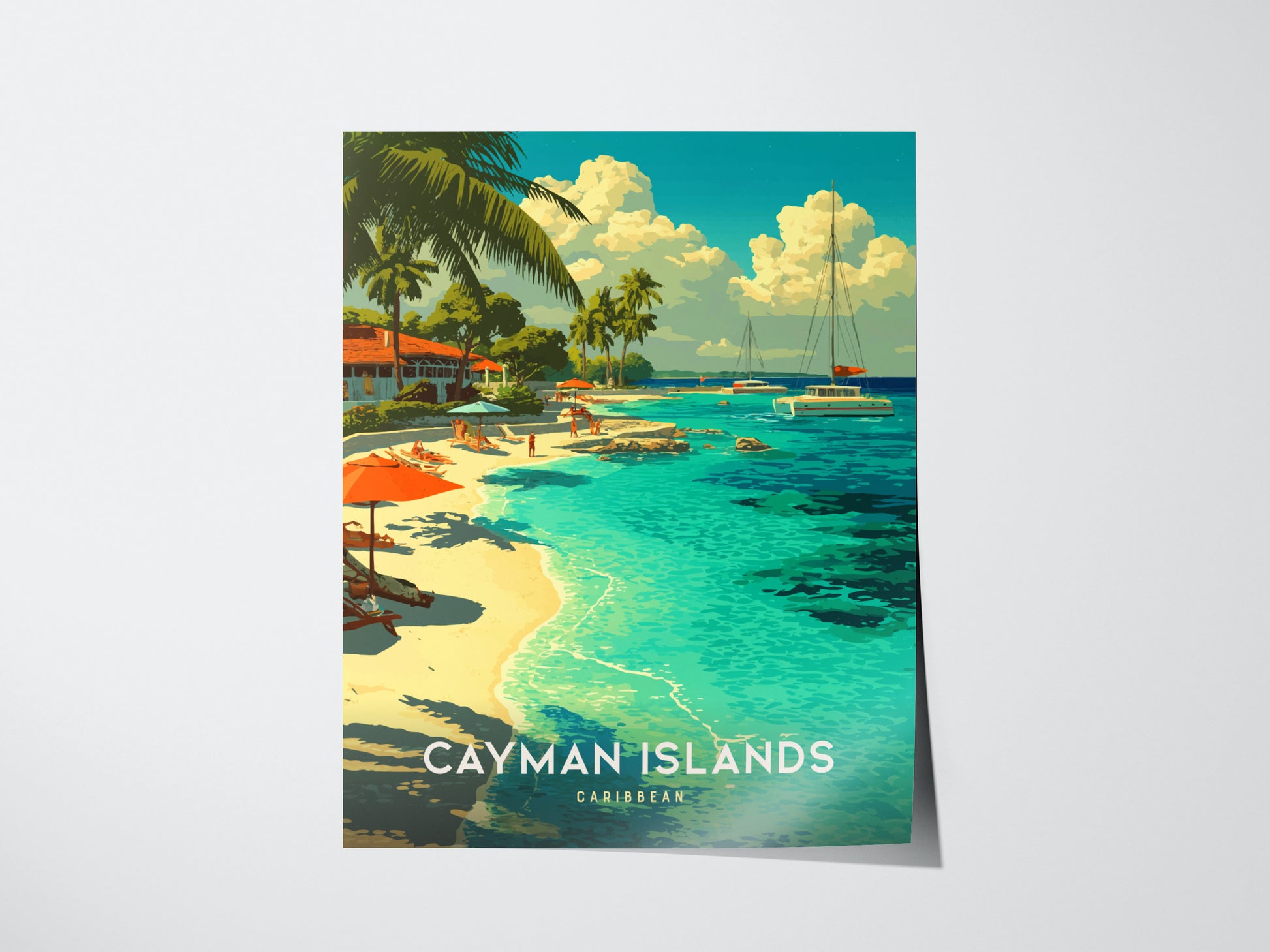 Cayman Islands Poster | Caribbean Beach Tropical Travel Print Wall Art | Framed or Unframed