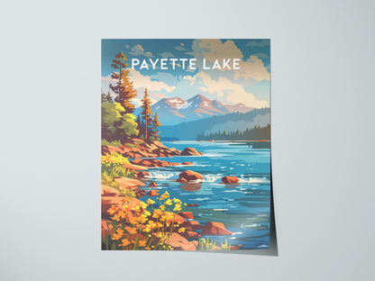Payette Lake, Idaho Poster | Mountain Lake Destination Print Wall Art — giclée print detail on matte paper