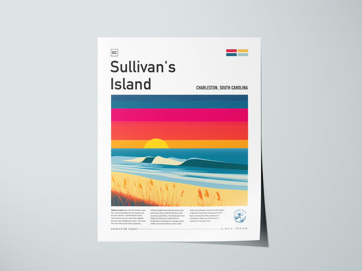Sullivan's Island, Charleston, South Carolina Poster | Surf Wall Art & Beach House Decor — giclée print detail on matte paper