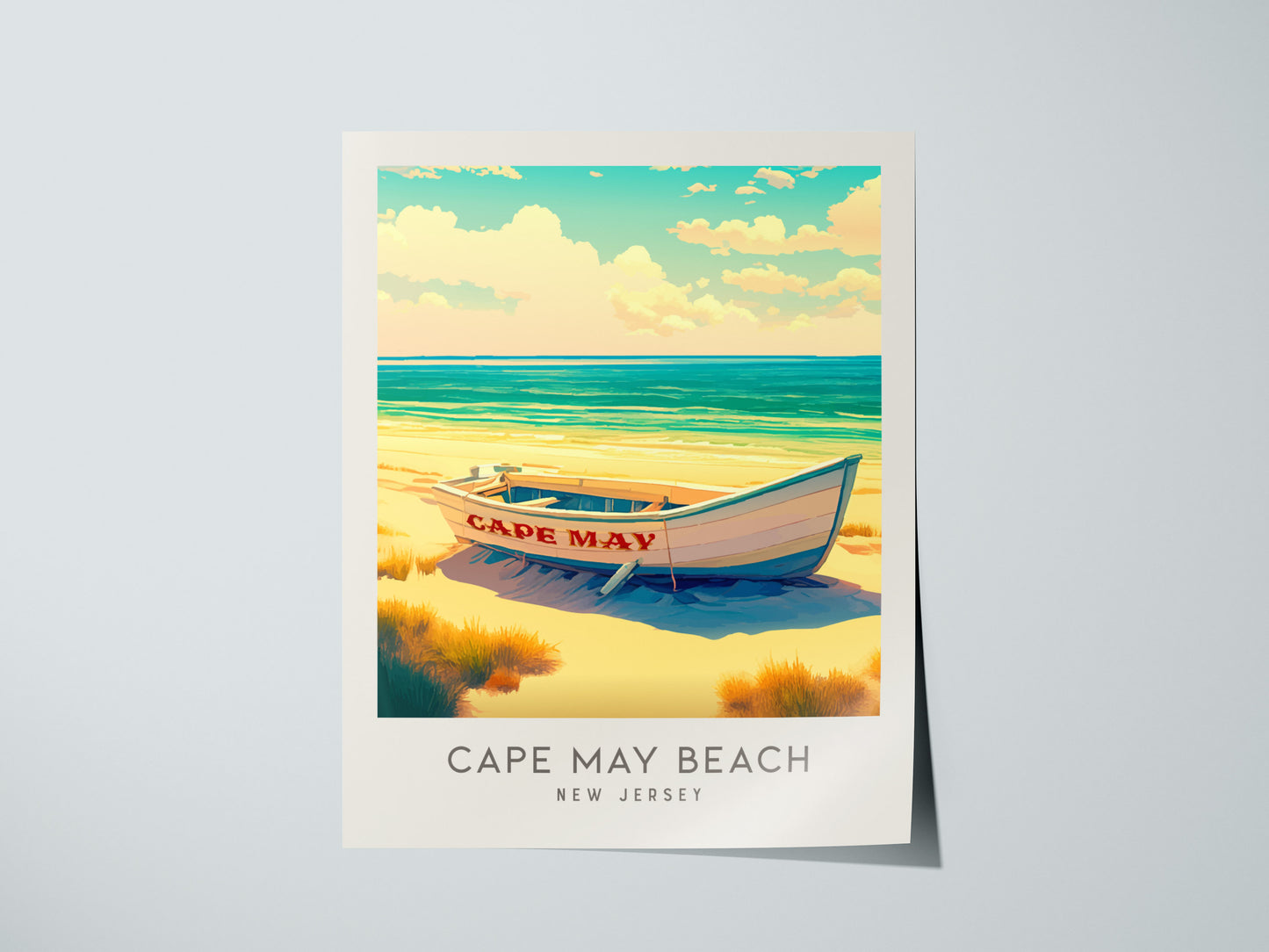 Cape May Beach Matte Border Poster | New Jersey Vacation Wall Art — giclée print detail on matte paper