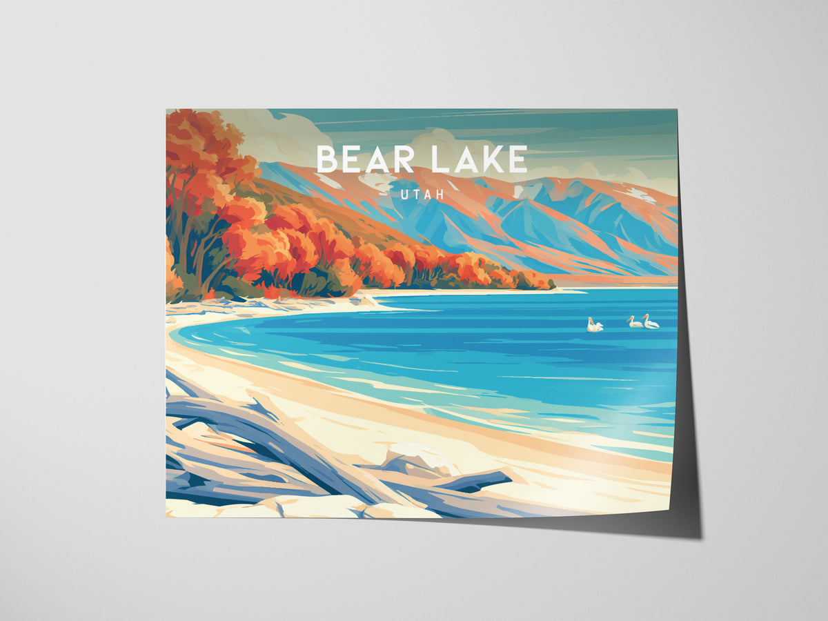 Bear Lake, Utah Landscape Poster | Tropical Beach Print Framed or Unframed Wall Art — giclée print detail on matte paper