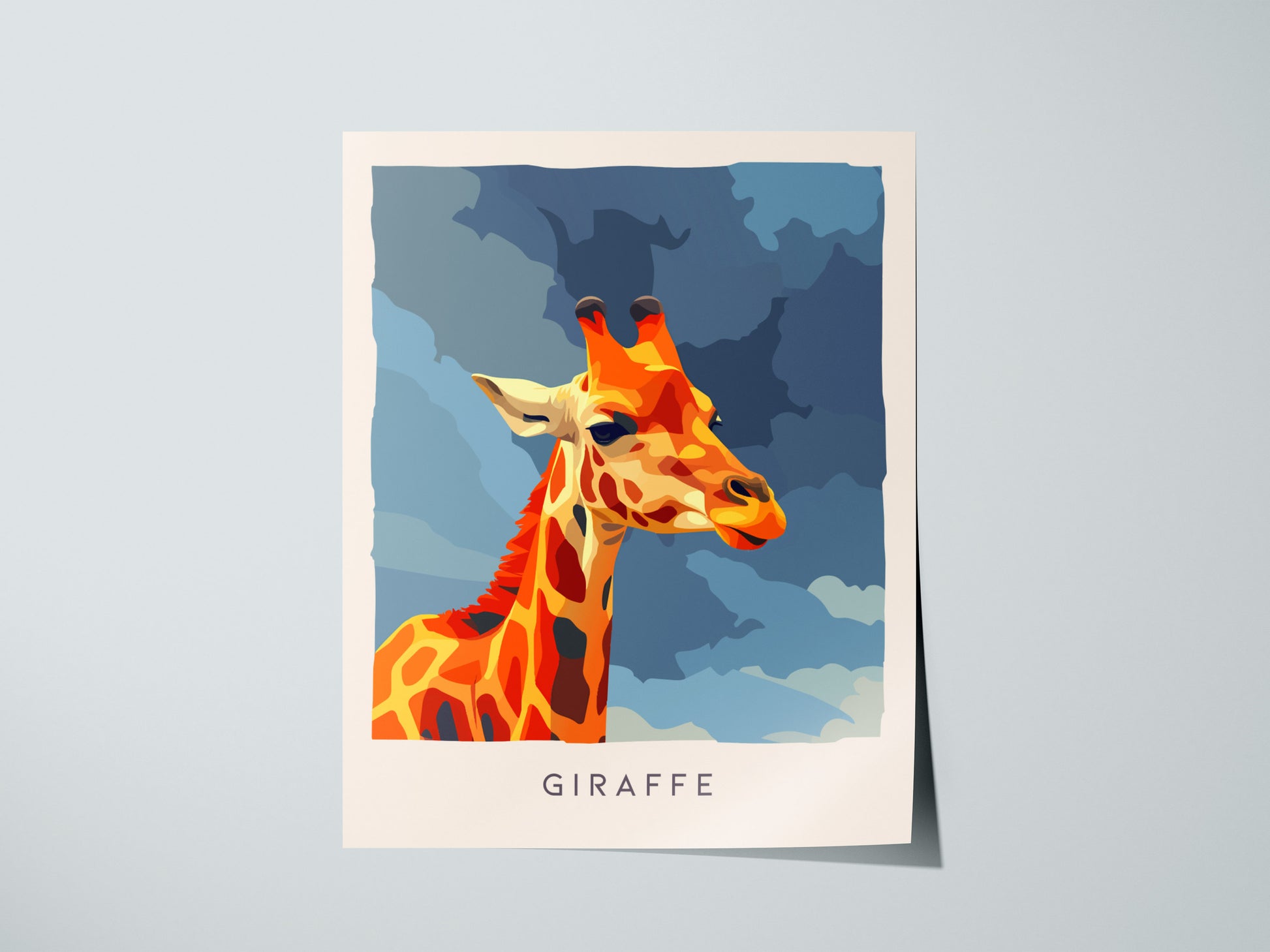 Neon Giraffe Pop Art Poster | Retro 80s Safari Wall Art Print — giclée print detail on matte paper