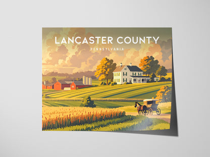 Lancaster County Landscape Poster | Pennsylvania Amish Country Framed or Unframed Wall Art — giclée print detail on matte pap