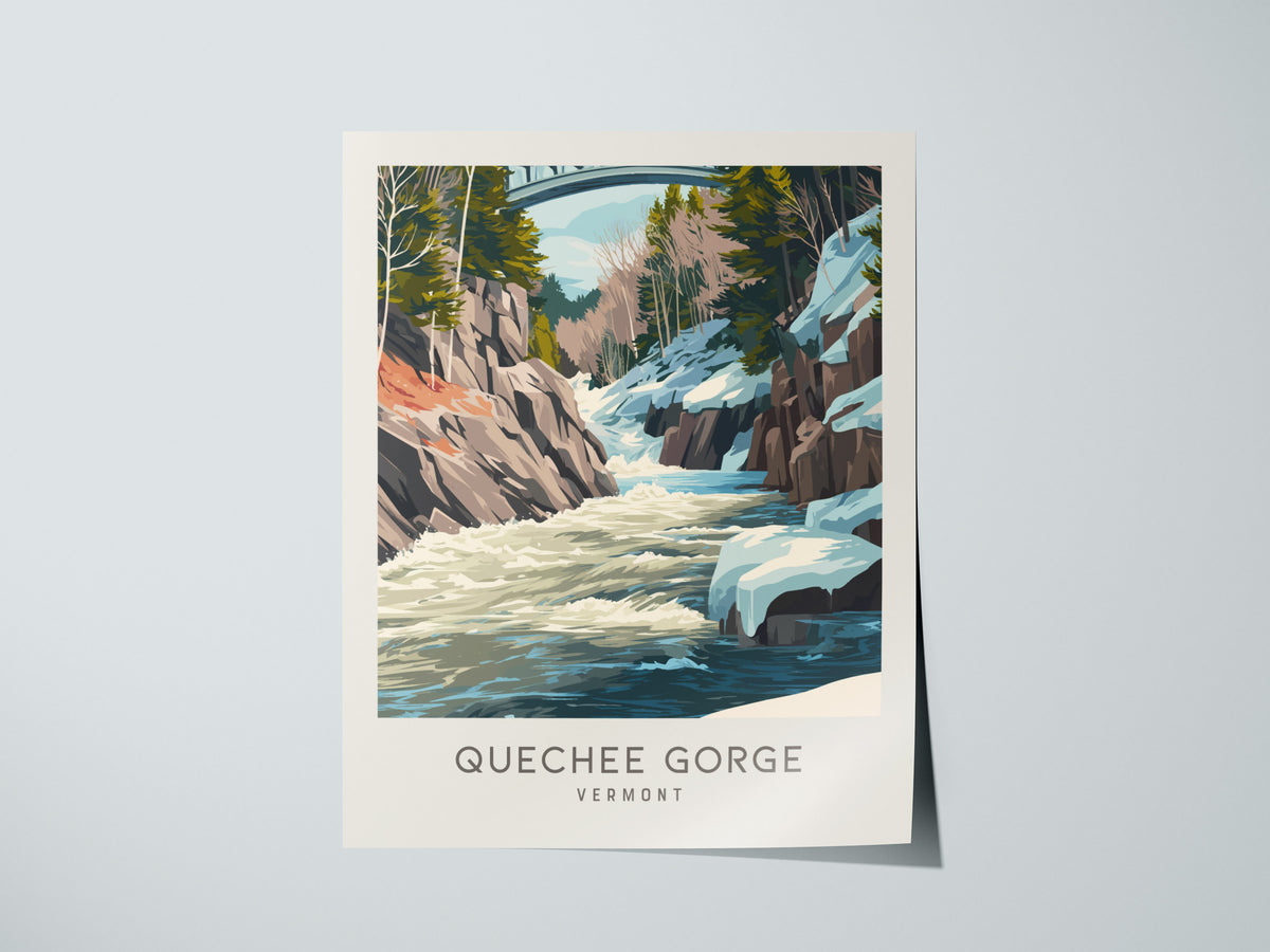Quechee Gorge Matte Border Poster | Vermont Destination Print Travel Wall Art — giclée print detail on matte paper