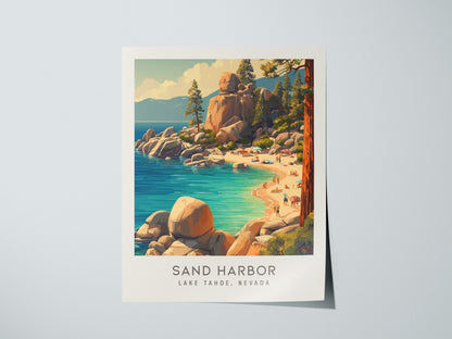 Sand Harbor Matte Border Poster | Lake Tahoe, Nevada Coastal Beach Decor — giclée print detail on matte paper