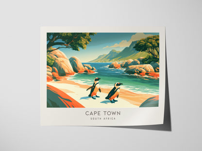 Cape Town Landscape Matte Border Poster | South Africa Vacation Wall Art — giclée print detail on matte paper