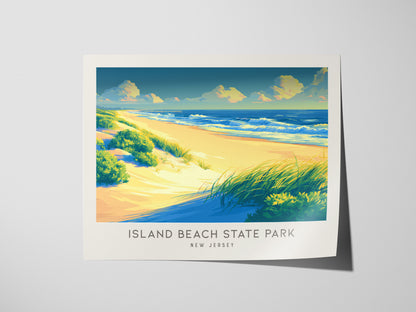 Island Beach State Park Landscape Matte Border Poster | New Jersey Vacation Wall Art — giclée print detail on matte paper