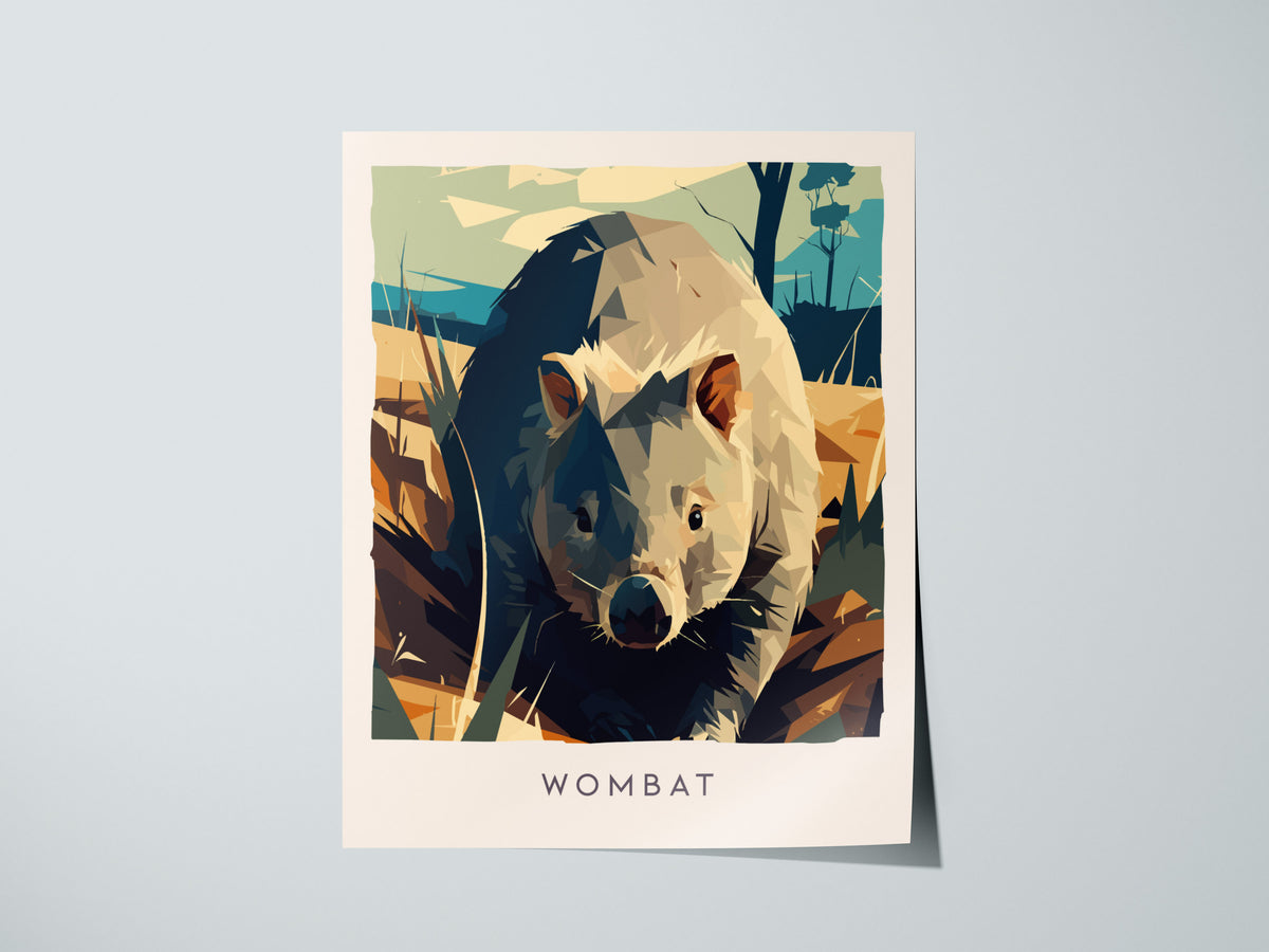 Wombat, Vombatus Ursinus Poster | Charming Australian Wildlife Wall Art — giclée print detail on matte paper