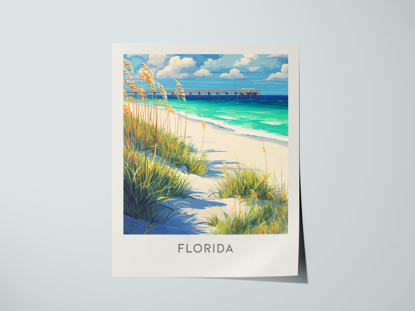 Florida Matte Border Poster | Sunshine State Travel Wall Art — giclée print detail on matte paper