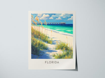 Florida Matte Border Poster | Sunshine State Travel Wall Art — giclée print detail on matte paper