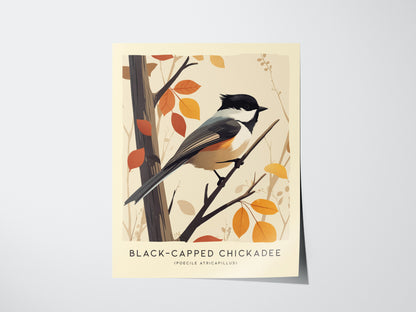 Black-Capped Chickadee Audubon Print | Modern Bird Lover Wall Art | Framed of Unframed