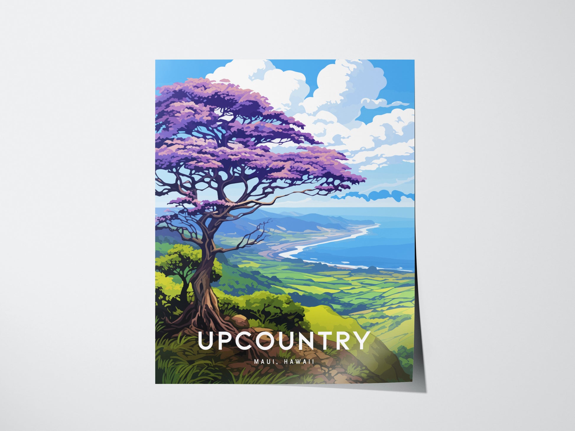 Maui Upcountry Jacaranda Poster | Makawao Kula Hawaii Art Paia