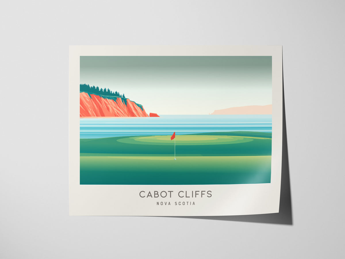 Cabot Cliffs Landscape Matte Border Poster | Nova Scotia Country Club Decor Links Poster — giclée print detail on matte paper