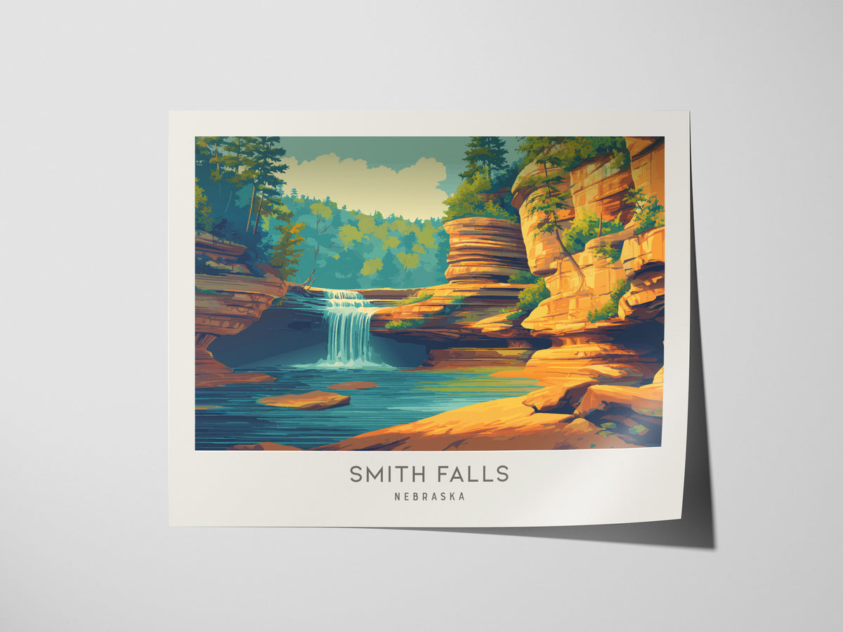 Smith Falls Landscape Matte Border Poster | Nebraska Framed or Unframed Travel Gift — giclée print detail on matte paper