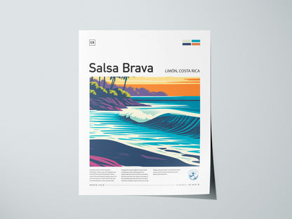 Salsa Brava, Limón, Costa Rica Poster | Caribbean Surf Wave Print Wall Art — giclée print detail on matte paper