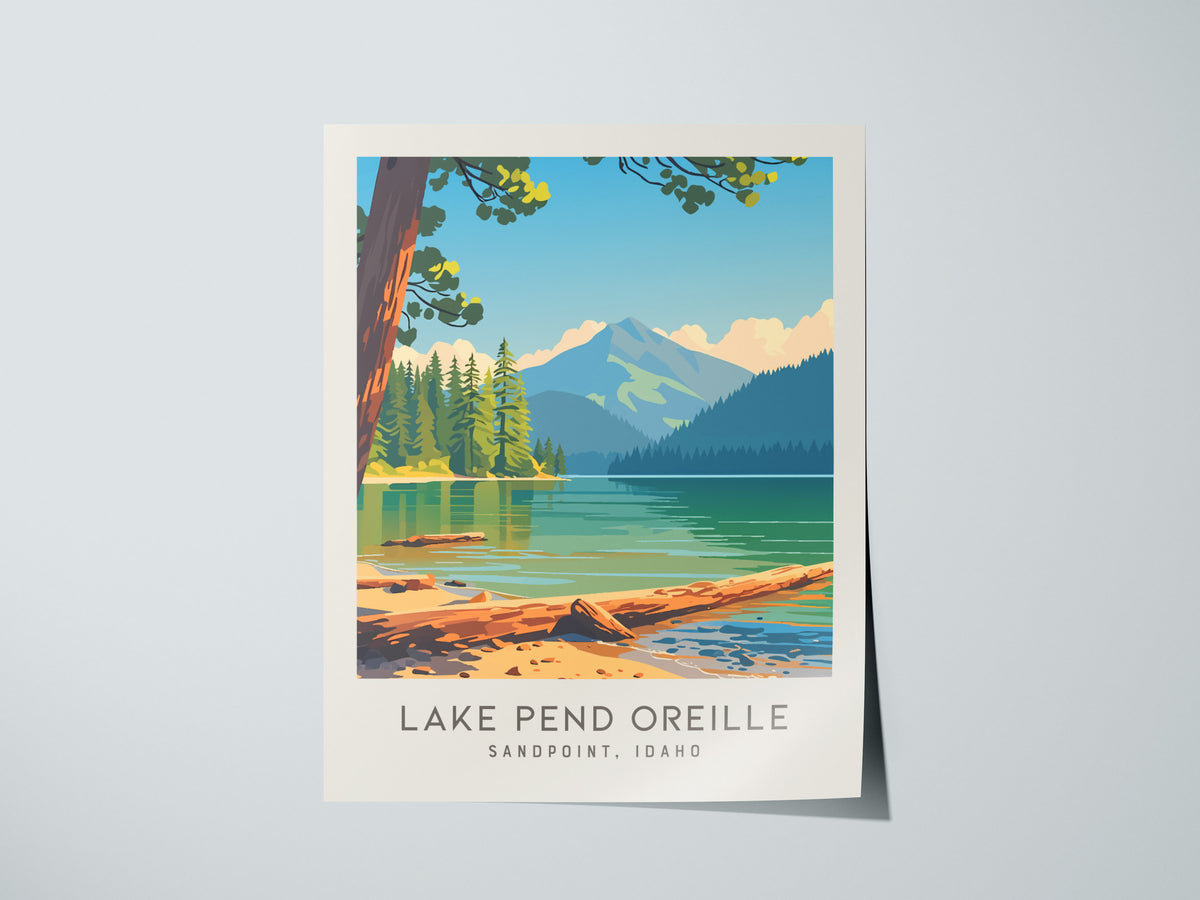 Lake Pend Oreille Matte Border Poster | Sandpoint, Idaho Destination Print — giclée print detail on matte paper