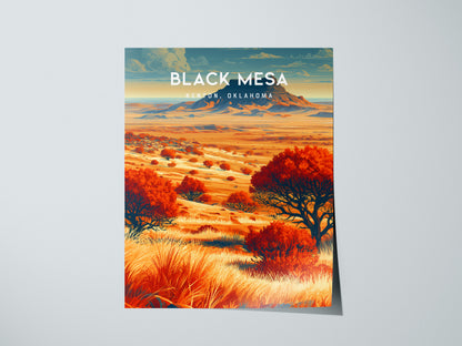 Black Mesa, Kenton, Oklahoma Poster | Western Prairie Adventure Wall Art — giclée print detail on matte paper