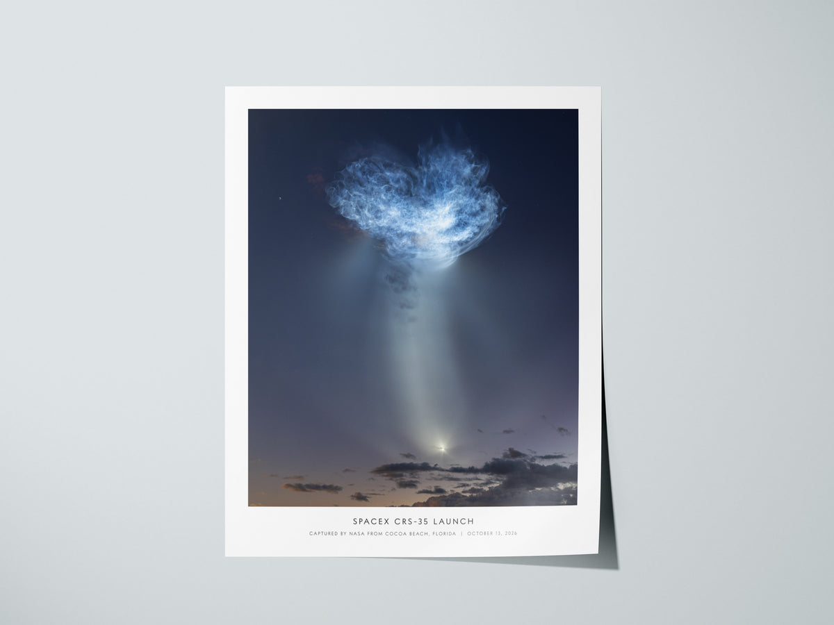 SpaceX CRS-35 Launch Poster | Captured by NASA From Cocoa Beach, Florida Space Photography Wall Art — giclée print detail on