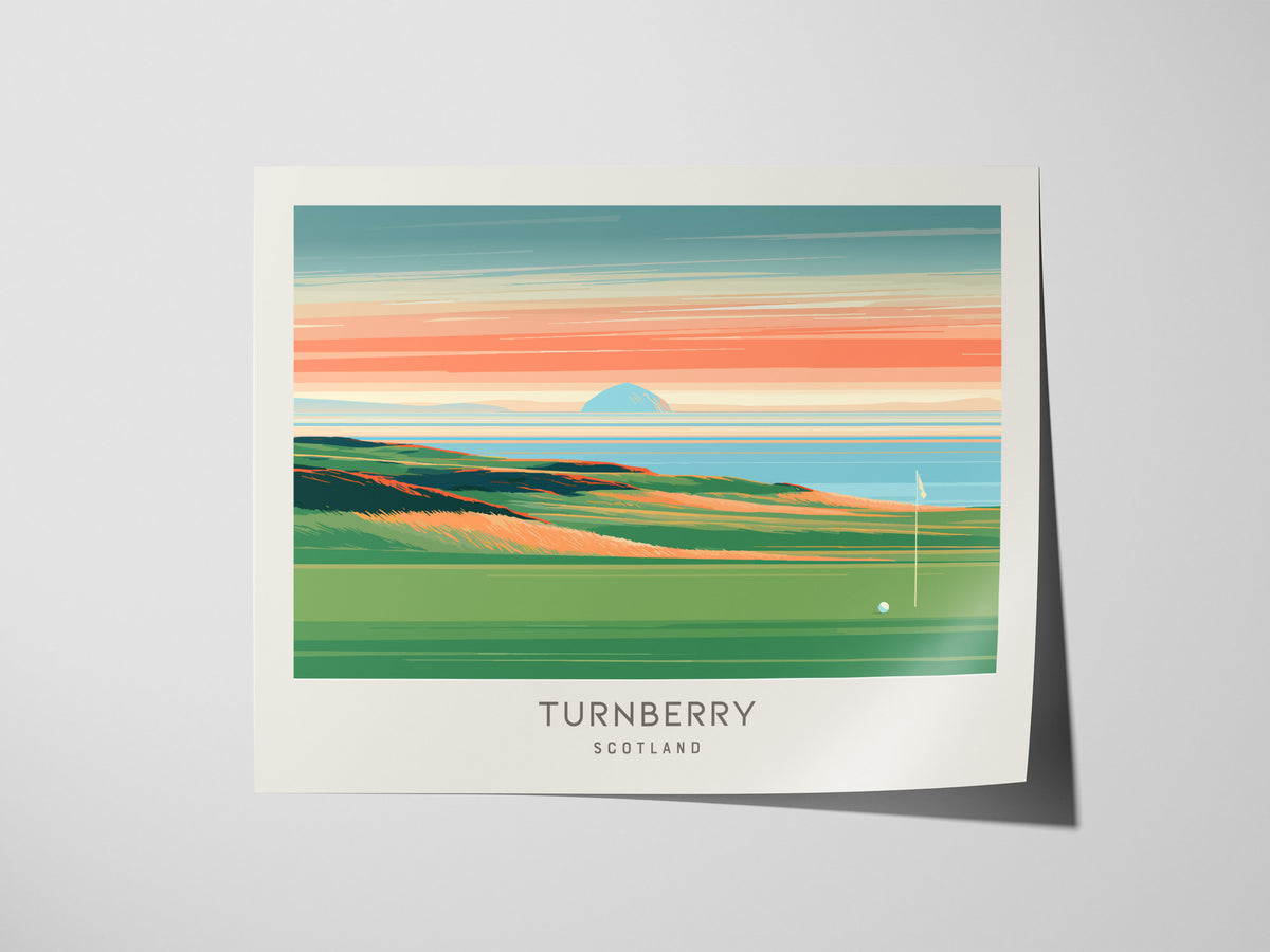 Turnberry Landscape Matte Border Poster | Scotland Golf Course Print & Country Club Decor — giclée print detail on matte pape