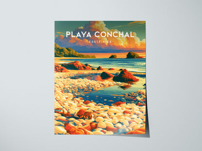 Playa Conchal, Costa Rica Poster | Tropical Beach Print Coastal Wall Art — giclée print detail on matte paper