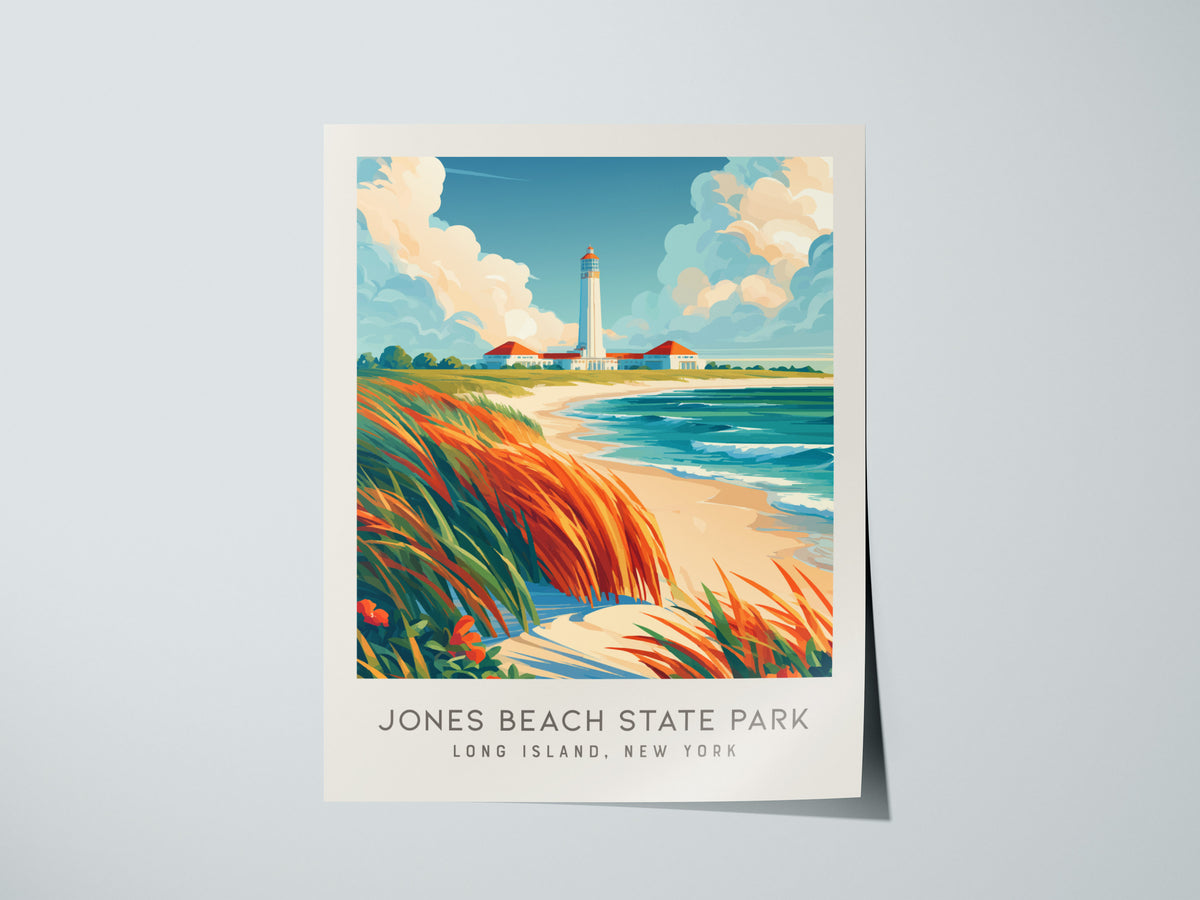 Jones Beach State Park Matte Border Poster | Long Island, New York Coastal Beach Decor — giclée print detail on matte paper