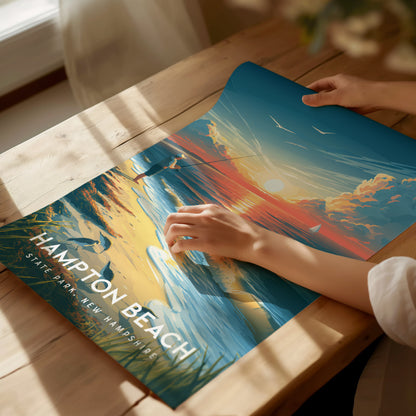 Hampton Beach, New Hampshire Poster | State Park, New Hampshire | State Park Destination Print Wall Art — giclée print detail