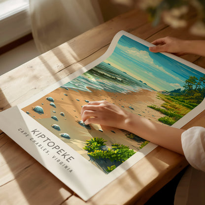 Kiptopeke Matte Border Poster | Cape Charles, Virginia Coastal Beach Decor — giclée print detail on matte paper