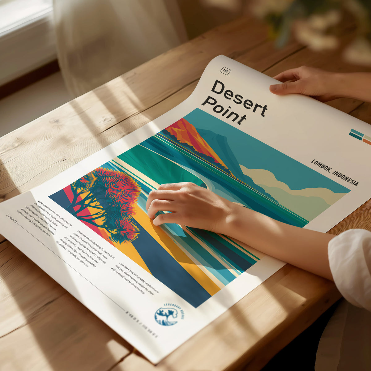 Desert Point, Lombok, Indonesia Poster | Surf Wall Art & Wave Print Wall Art — giclée print detail on matte paper