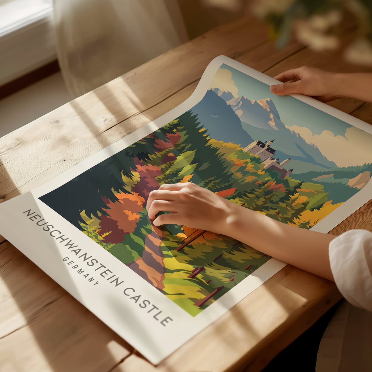 Neuschwanstein Castle Matte Border Poster | Germany Destination Print Travel Wall Art — giclée print detail on matte paper