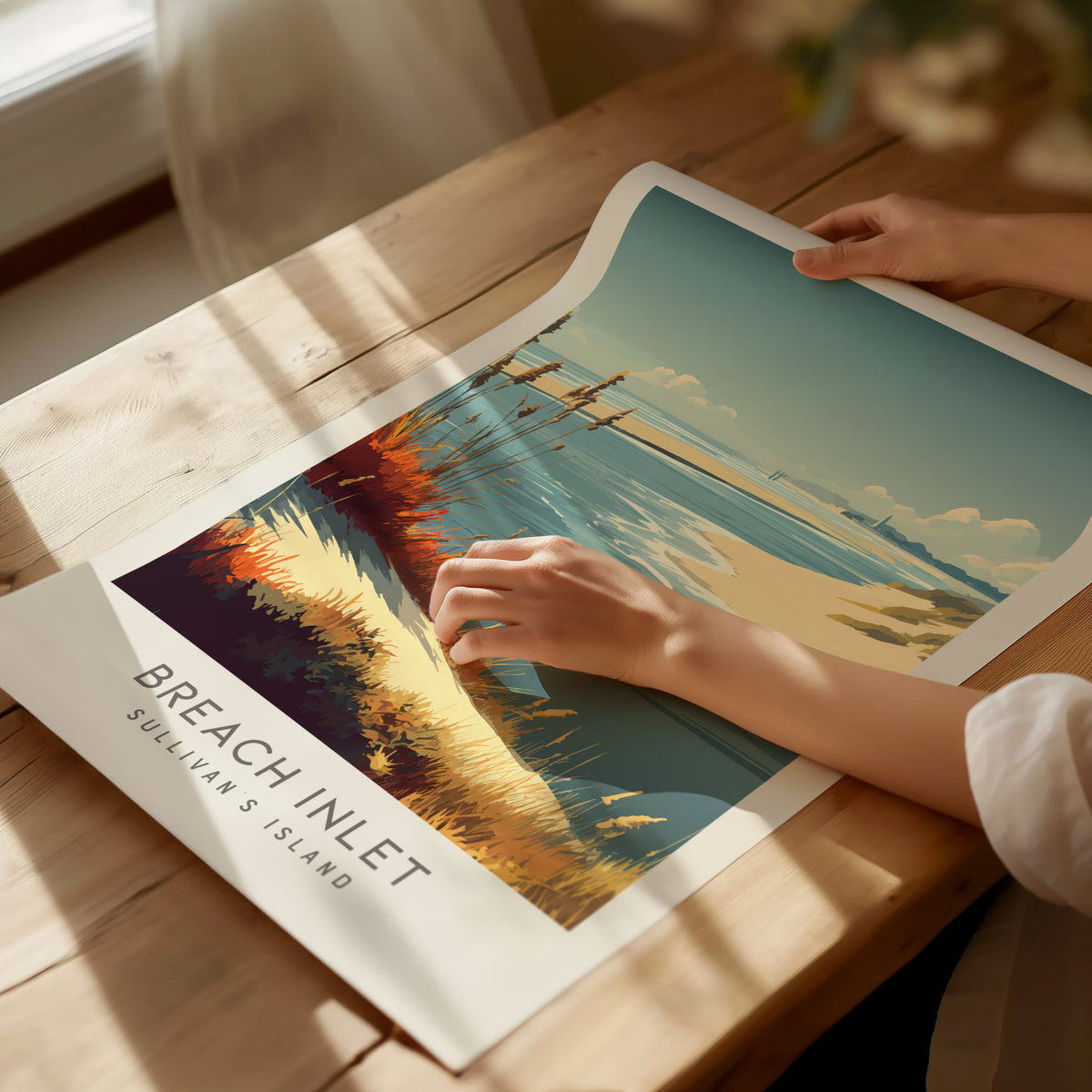 Breach Inlet Matte Border Poster | Sullivan's Island Vacation Wall Art — giclée print detail on matte paper