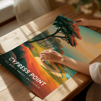 Cypress Point, Del Monte Forest, California Poster | Iconic Links Poster Golf Wall Art — giclée print detail on matte paper