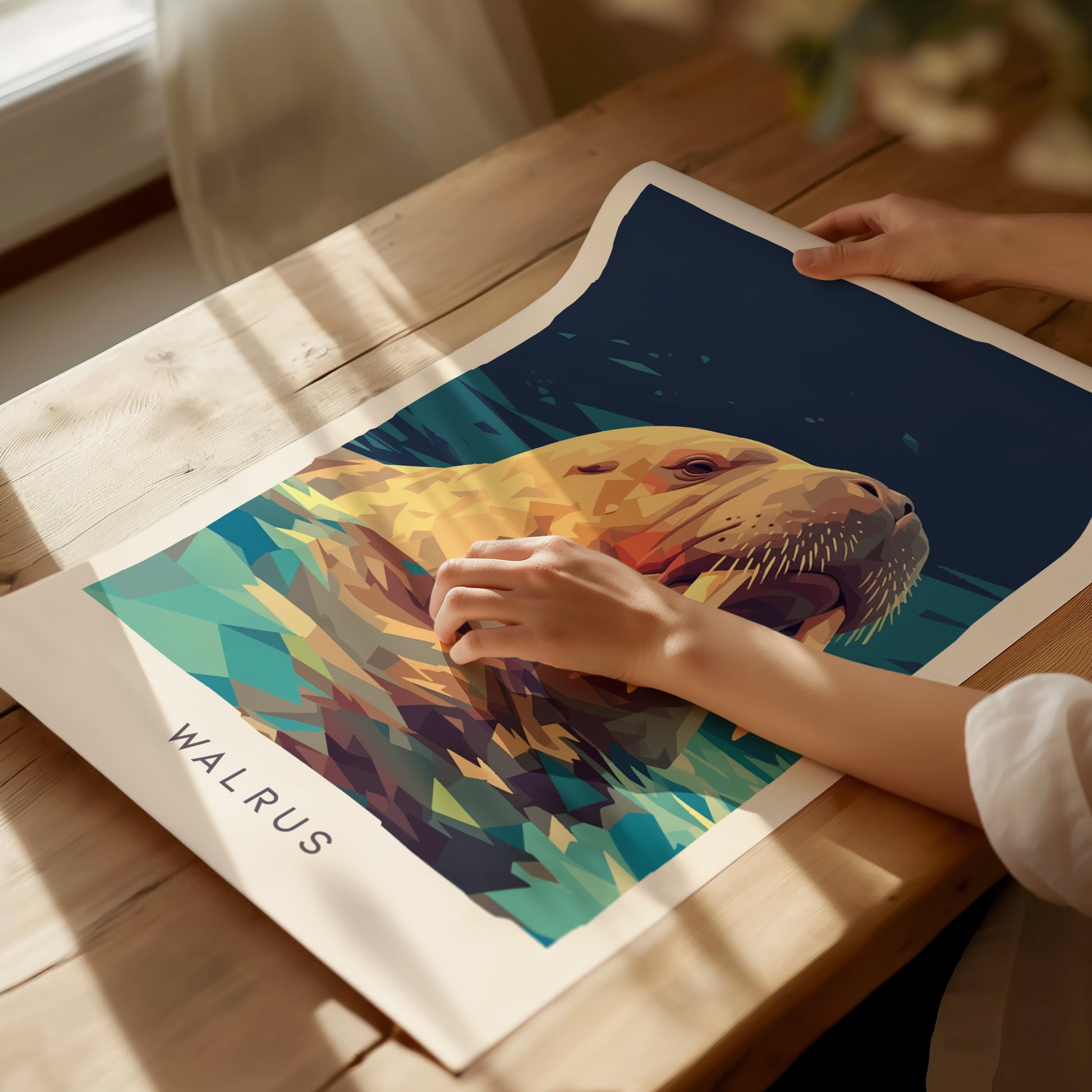 Walrus, Odobenus rosmarus Poster | Arctic Wildlife Majesty Wall Art — giclée print detail on matte paper