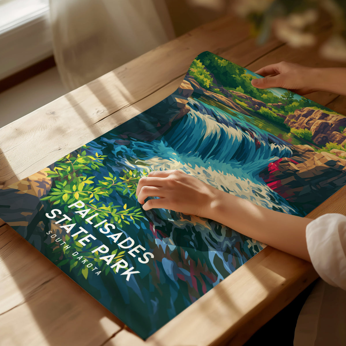Palisades State Park, South Dakota Poster | Rugged Cliffs & Creek Adventure Wall Art — giclée print detail on matte paper