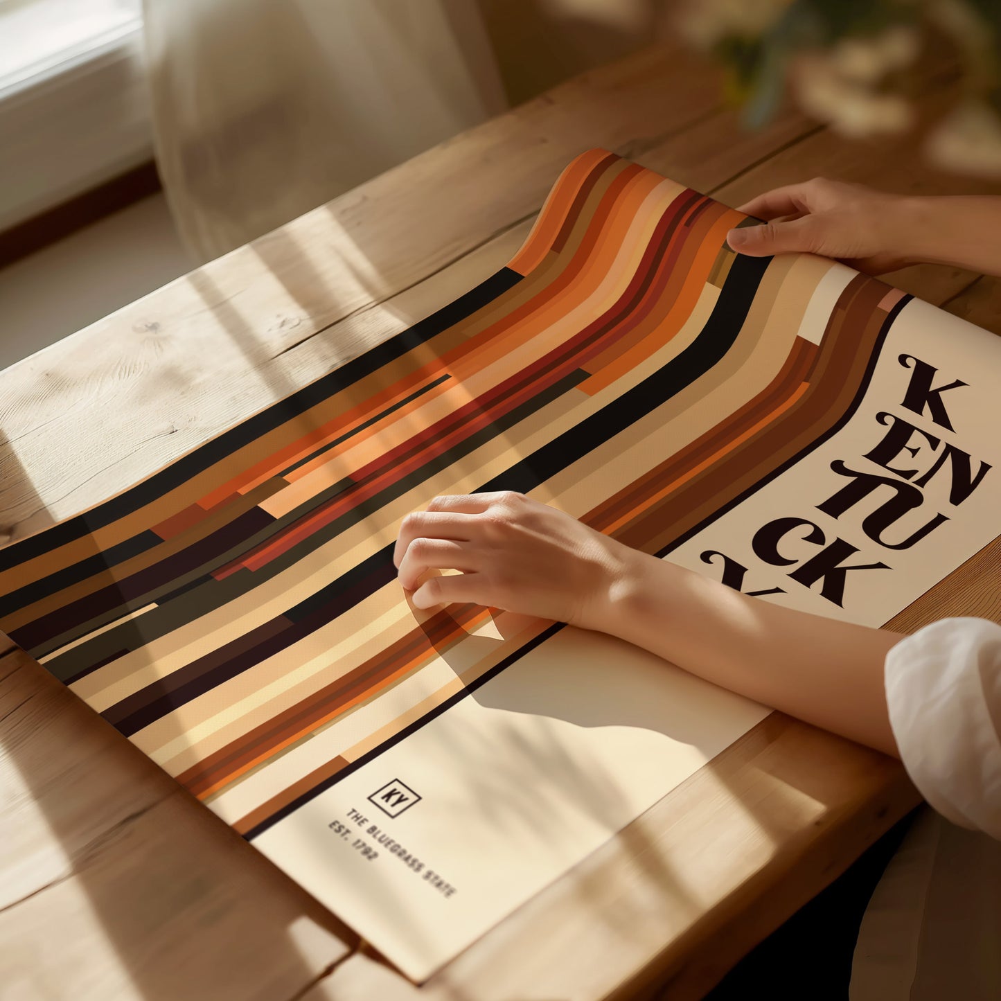 Kentucky The Bluegrass State Poster Abstract Bourbon Wall Art