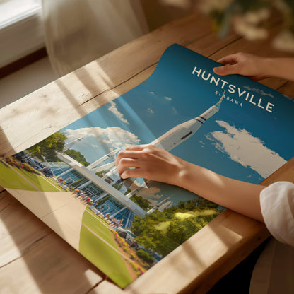 Huntsville, Alabama Poster | Rocket City Space & Southern Charm Wall Art — giclée print detail on matte paper