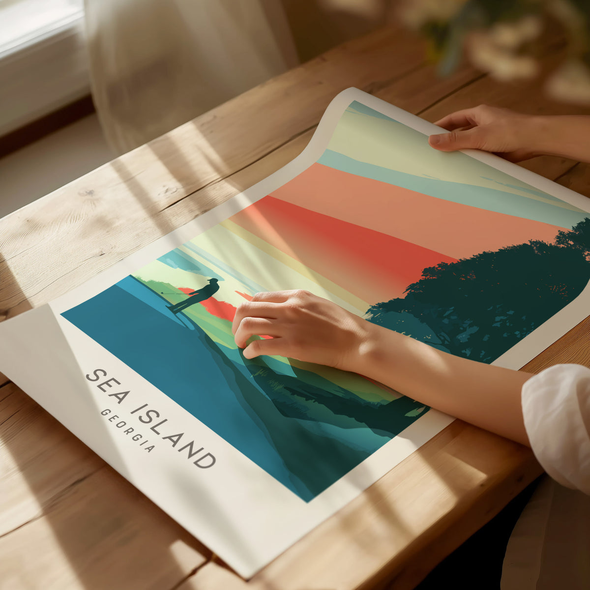 Sea Island Matte Border Poster | Georgia Golf Course Print & Country Club Decor — giclée print detail on matte paper