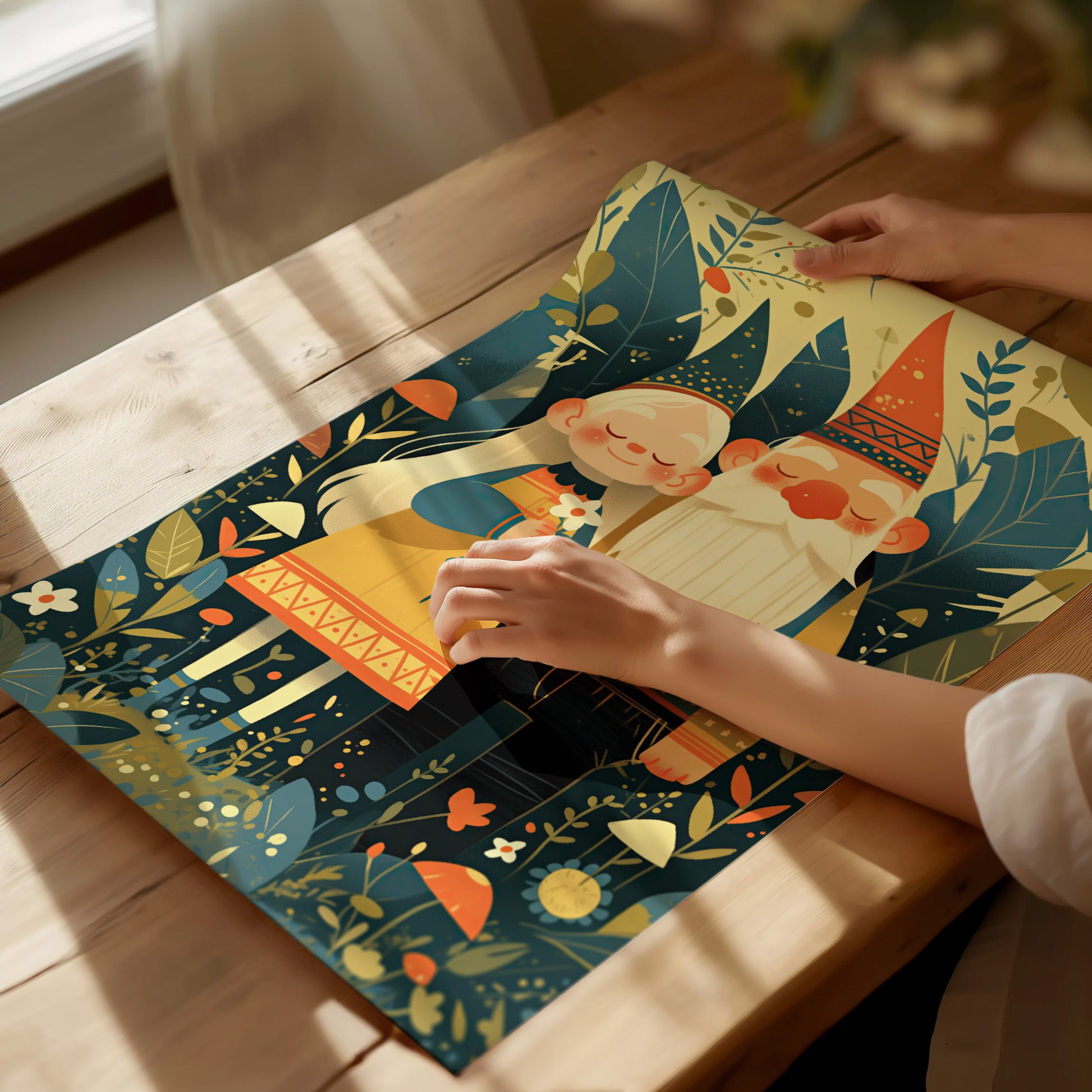 Gnome Couple Poster | Cute Cottagecore Fantasy Wall Art | Framed or Unframed