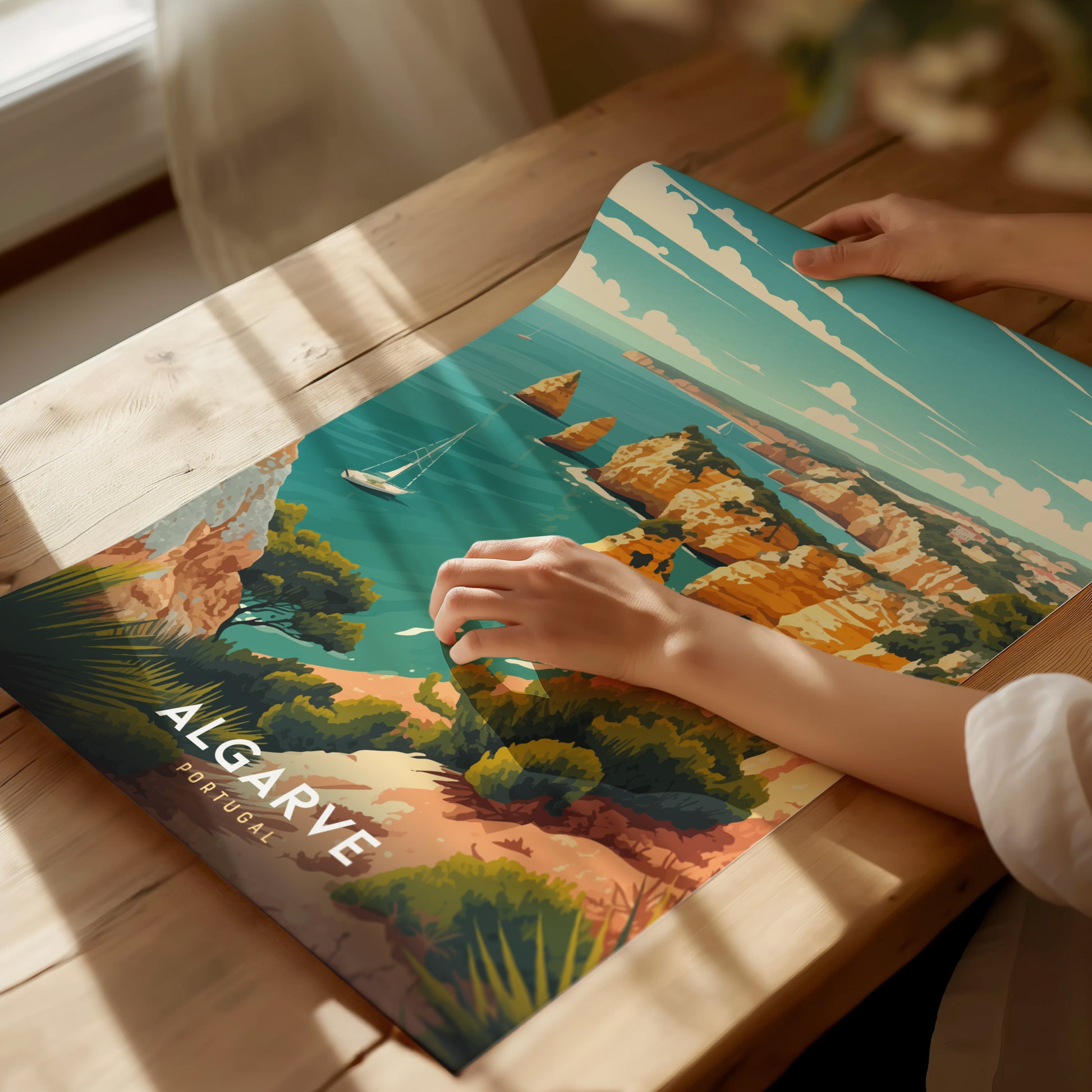 Algarve Travel Poster | Portugal Coastal Wall Art