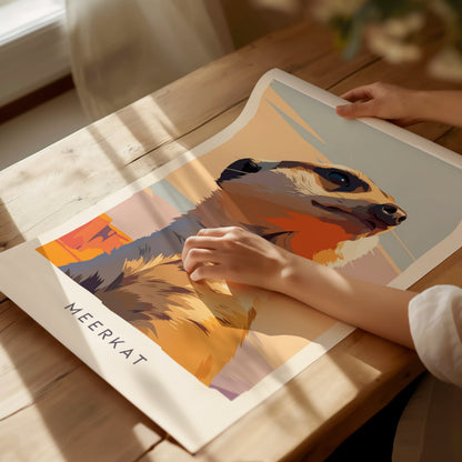 Meerkat, Suricata suricatta Poster | Bold Safari Wildlife Wall Art — giclée print detail on matte paper