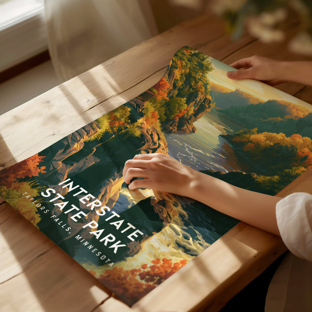 Interstate State Park, Taylors Falls, Minnesota Poster | Rugged River Bluffs Framed or Unframed Wall Art — giclée print detai
