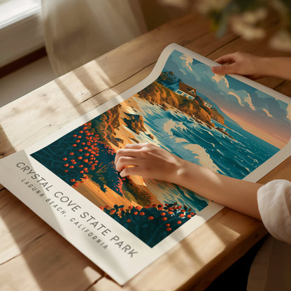 Crystal Cove State Park Matte Border Poster | Laguna Beach, California Travel Wall Art — giclée print detail on matte paper