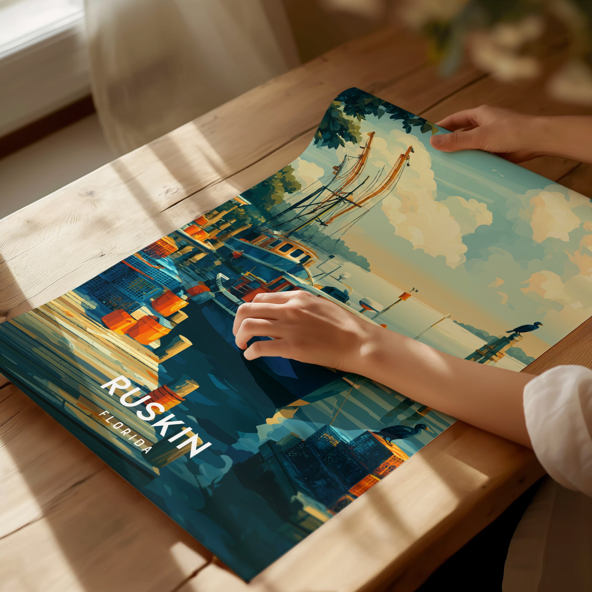Ruskin, Florida Poster | Waterfront Sunsets & Mangrove Charm Wall Art — giclée print detail on matte paper