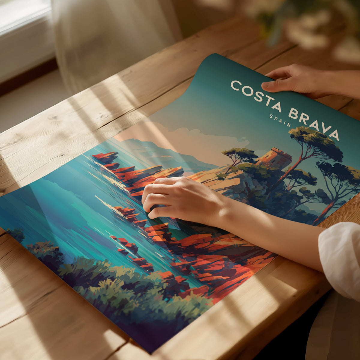 Costa Brava, Spain Poster | Mediterranean Cliffs & Turquoise Coves Wall Art — giclée print detail on matte paper